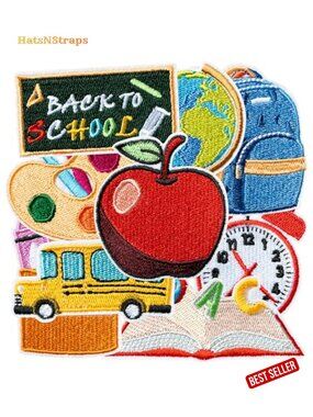 9pc Back to School Iron on Patches Embroidered Applique Sew on Repair DIY